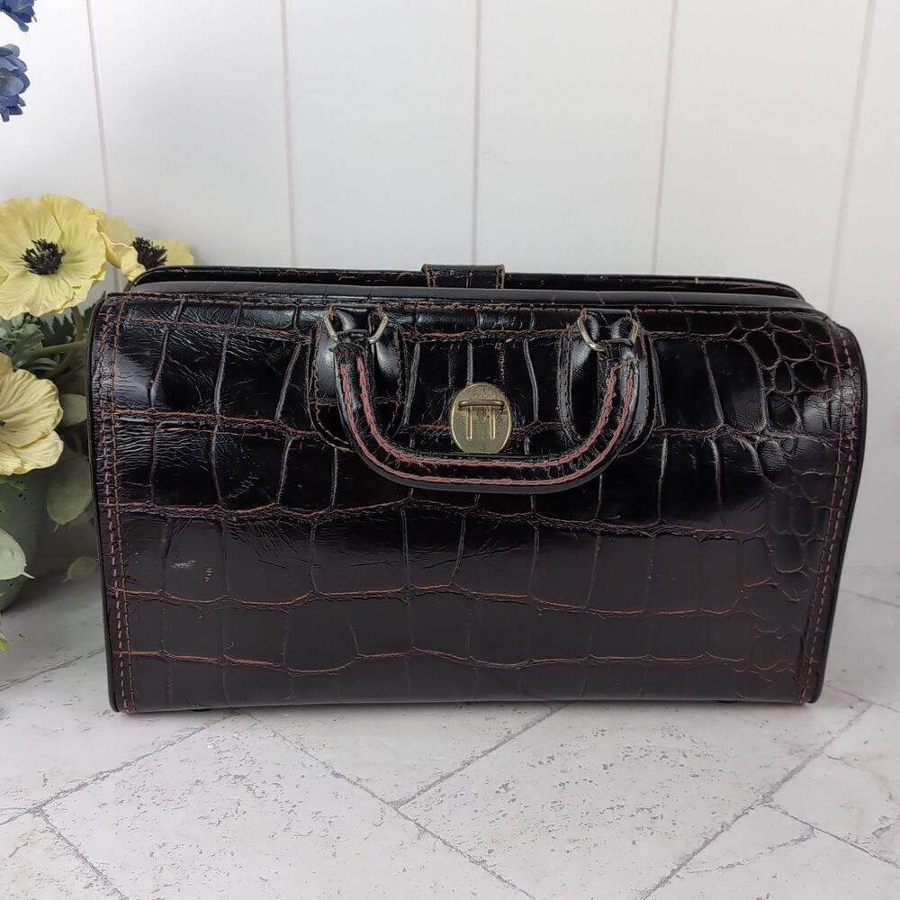 Vintage Upjohn Doctor’s Bag Alligator Print Leather | Academia Gothic Steampunk
